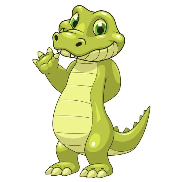 Цветной вариант раскраски скромный крокодил