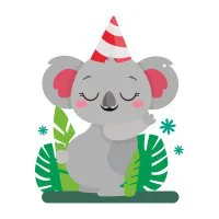 Цветной вариант раскраски коала именинник