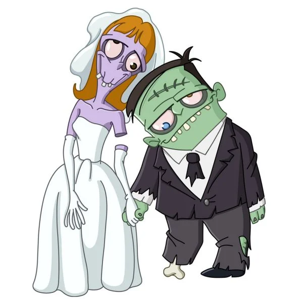 Цветной вариант раскраски зомби свадьба хэллоуин