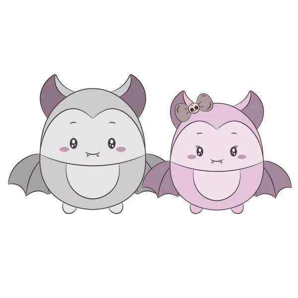 Цветной вариант раскраски муж и жена летучая мышь