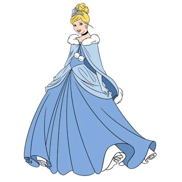 Цветной вариант раскраски золушка в зимнем наряде