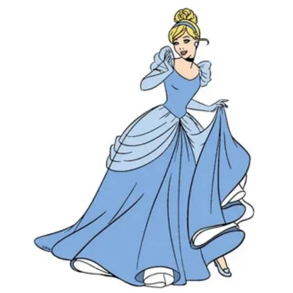 Цветной вариант раскраски золушка в красивом платье