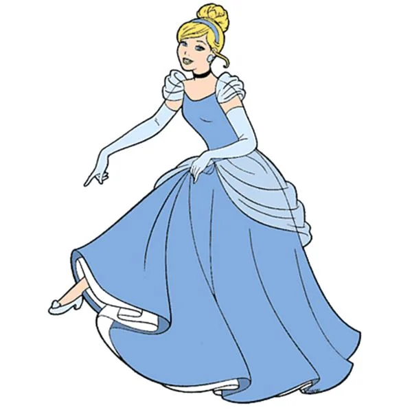 Цветной пример раскраски золушка в туфлях