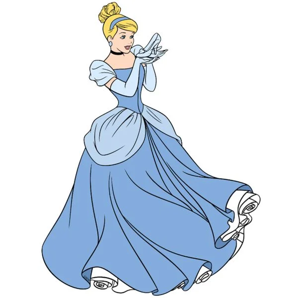 Цветной пример раскраски золушка и хрустальная туфелька