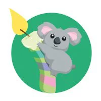 Цветной пример раскраски коала на празднике