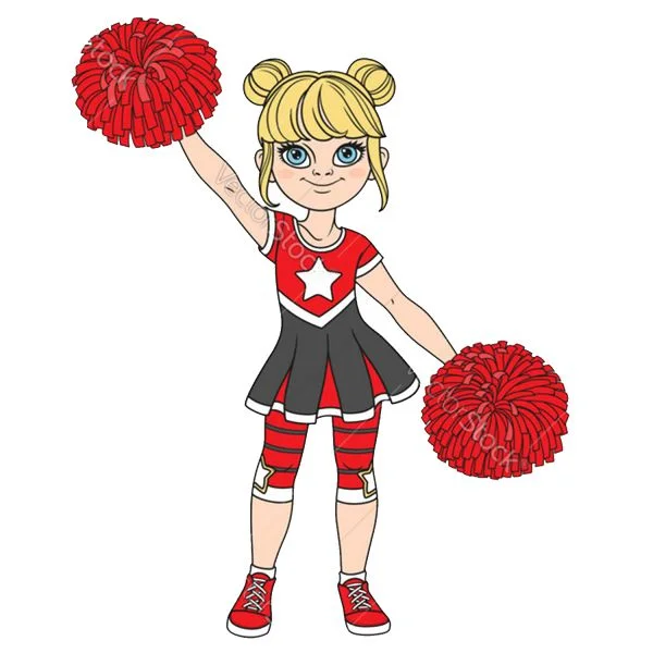 Цветной пример раскраски группа поддержки черлидинг