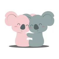 Цветной вариант раскраски коалы обнимаются