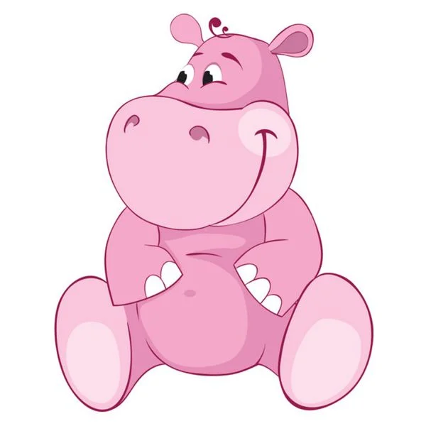 Цветной пример раскраски милый бегемот