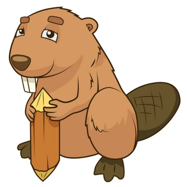 Цветной вариант раскраски мудрый бобер