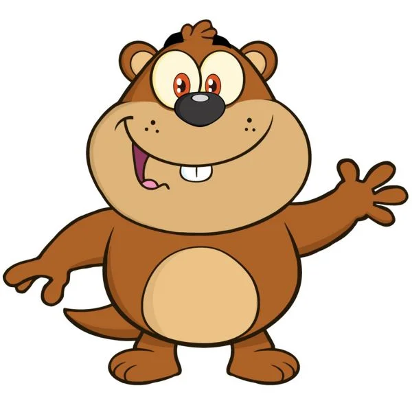 Цветной пример раскраски мультяшный бобер