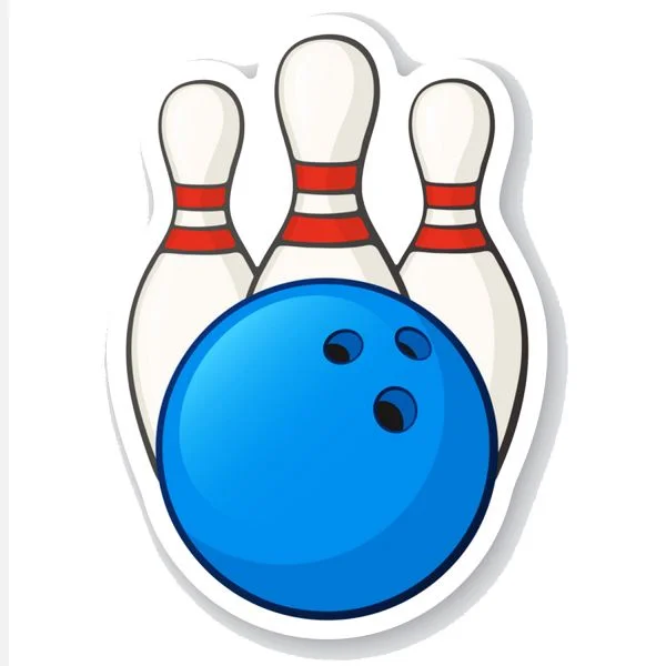 Цветной вариант раскраски игрушечный боулинг