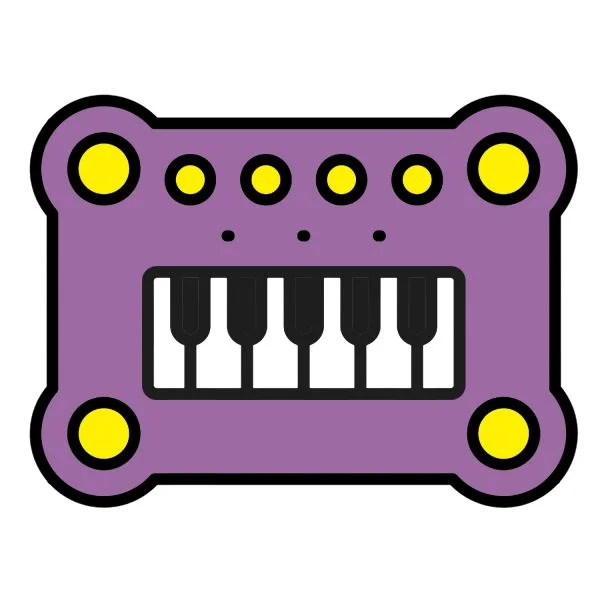 Цветной пример раскраски музыкальные пианино