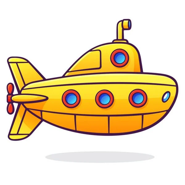 Цветной вариант раскраски подводная лодка