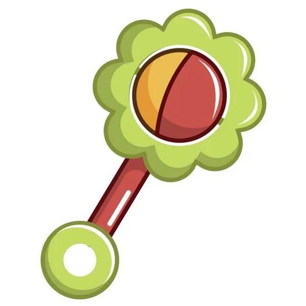 Цветной пример раскраски погремушка