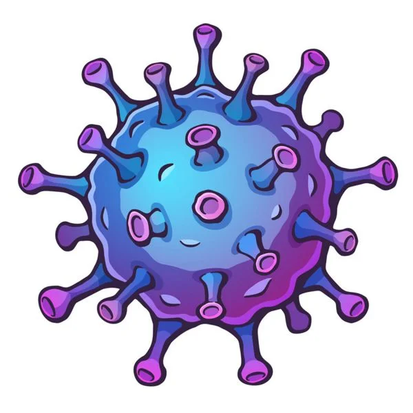 Цветной пример раскраски вирус под микроскопом