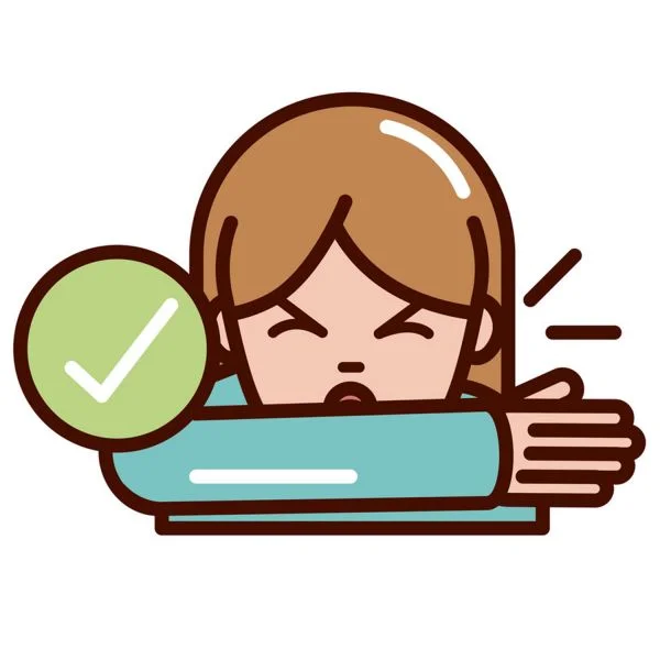 Цветной пример раскраски чихать в рукав