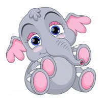 Цветной вариант раскраски ушастый слоненок