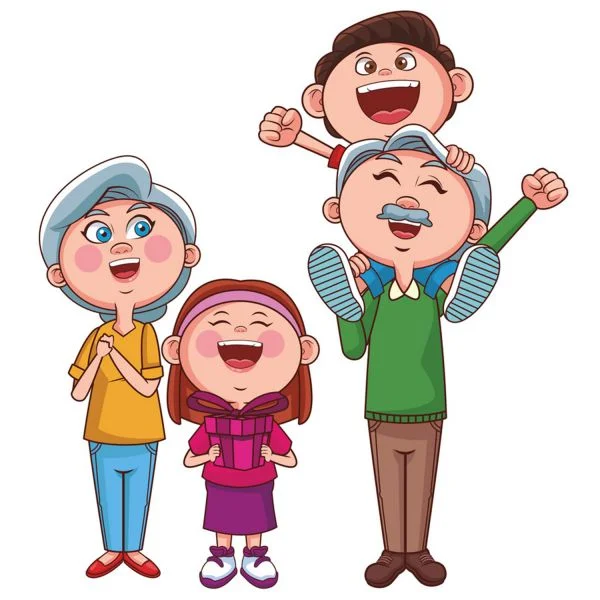 Цветной вариант раскраски счастливые родители и дети