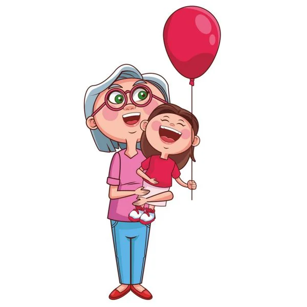 Цветной вариант раскраски бабушка и внучка