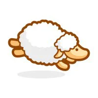 Цветной вариант раскраски овечка скачет