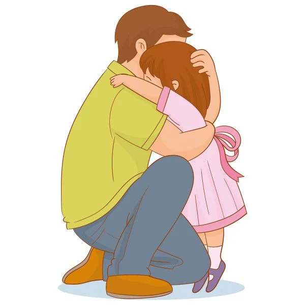 Цветной вариант раскраски я тебя люблю, папа. семья