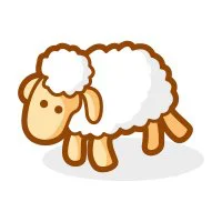 Цветной вариант раскраски овечка для детей