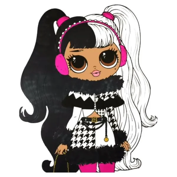 Цветной вариант раскраски кукла лол omg долли
