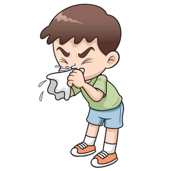 Цветной вариант раскраски мальчик заболел