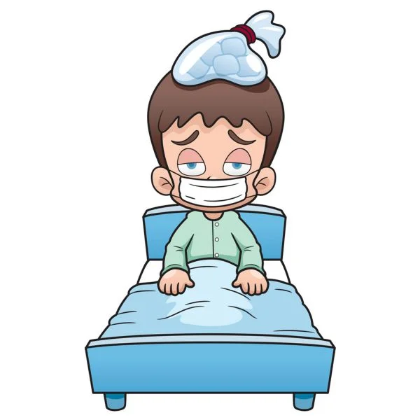 Цветной вариант раскраски бедный малыш болеет