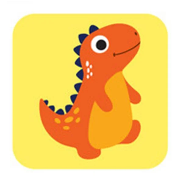 Цветной вариант раскраски по номерам: забавный динозаврик