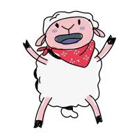 Цветной вариант раскраски овца на задних лапах