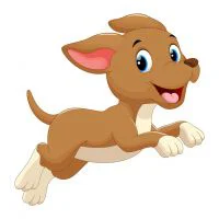 Цветной вариант раскраски игривый щенок