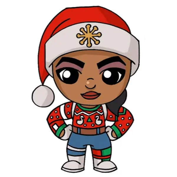 Цветной вариант раскраски скин агент рождества