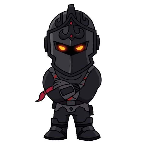 Цветной вариант раскраски черный рыцарь