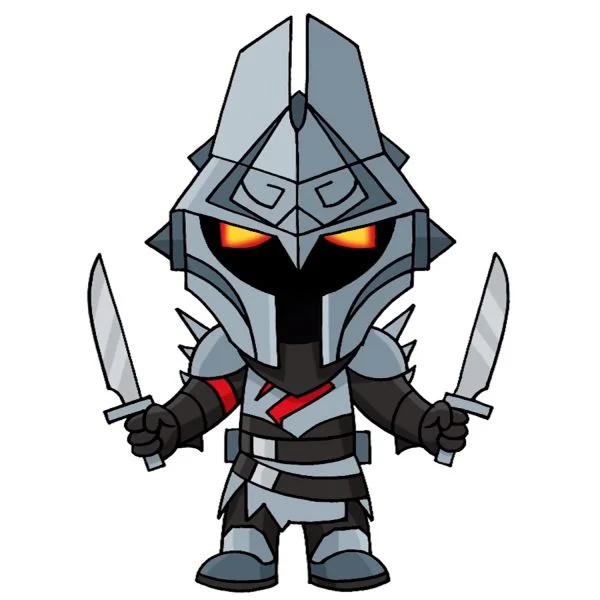 Цветной вариант раскраски рыцарь скин