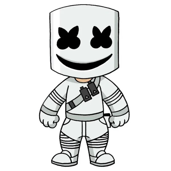 Цветной вариант раскраски маршмеллоу скин