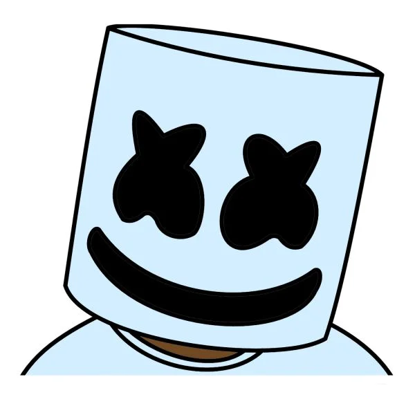 Цветной вариант раскраски маршмеллоу голова