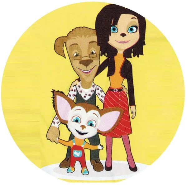 Цветной вариант раскраски мама, папа и малыш барбоскины