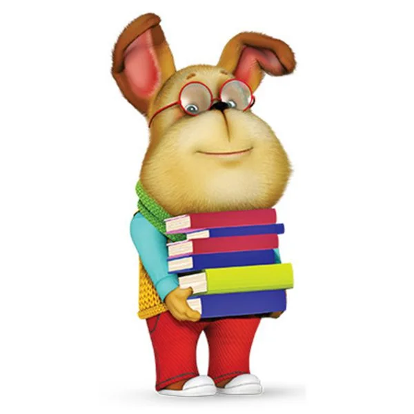 Цветной вариант раскраски гена с книжками