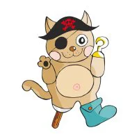 Цветной вариант раскраски кот пират