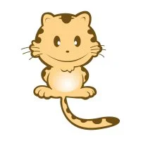 Цветной вариант раскраски кот полосатик