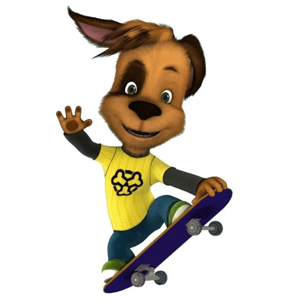 Цветной вариант раскраски дружок на скейтборде