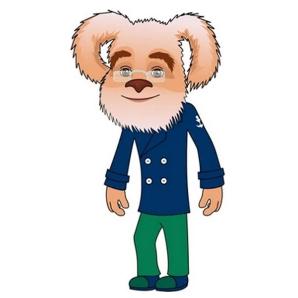 Цветной вариант раскраски дедушка в очках