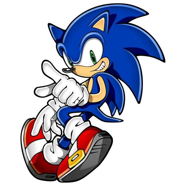 Цветной пример раскраски крутой ежик соник