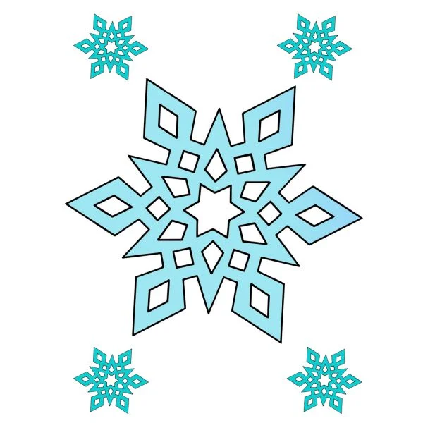 Цветной вариант раскраски узорчатая снежинка