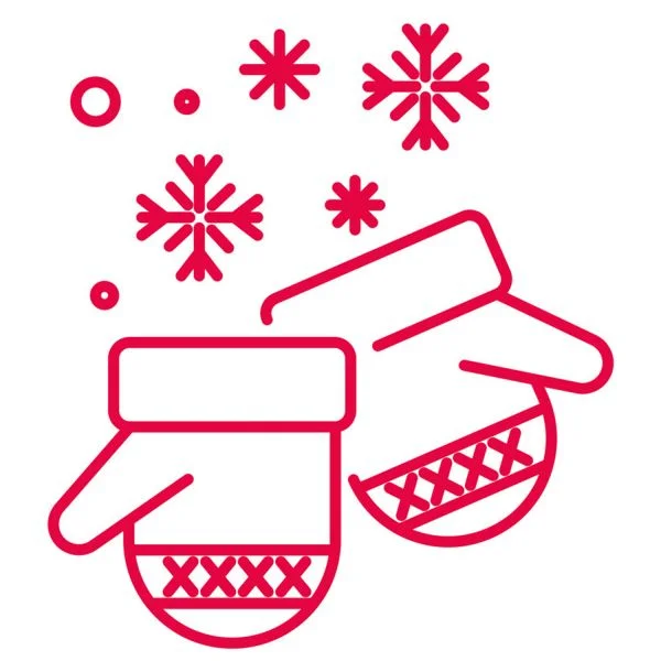 Цветной вариант раскраски снежинки на варежках