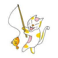 Цветной вариант раскраски кот-рыболов