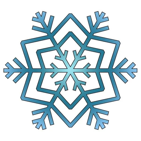 Цветной вариант раскраски необычная снежинка