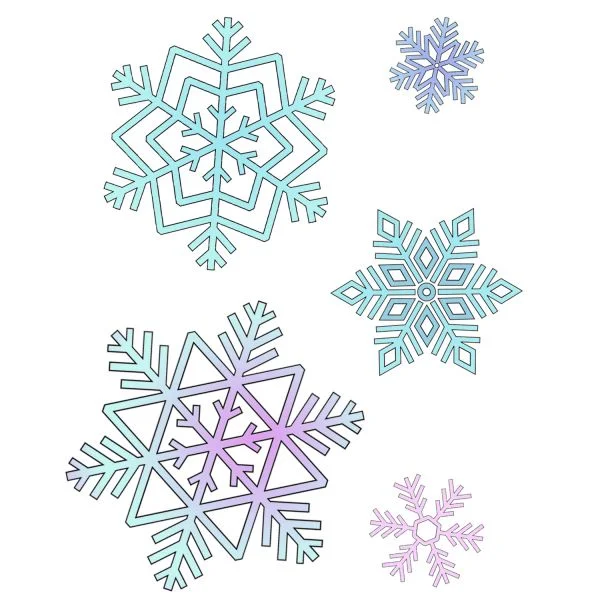 Цветной вариант раскраски снежинки узоры на стекле