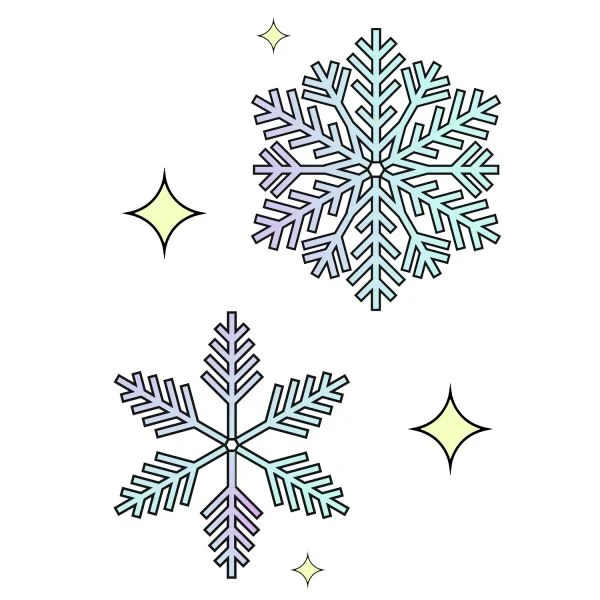 Цветной вариант раскраски сияющие звезды снежинки